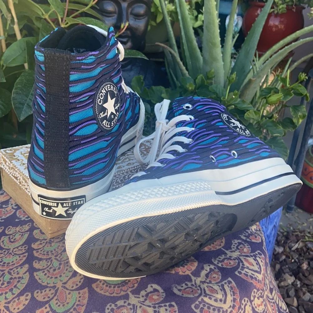 New Chuck 70 Blue Knit Converse Hi Top Sneakers - Picture 12 of 16